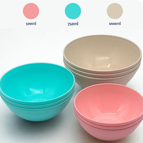Image of Happy Cove Solid Serving Bowl Set | Durable, Microwave Safe, Dishwasher Safe and Fridge Safe, Lightweight Unbreakable Bowl Set | for Hot & Cold Serving (Set of 9, Multicolor)
