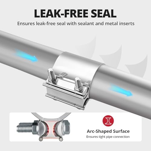EVIL ENERGY Exhaust Clamp,Butt Joint Band Clamp Sleeve Coupler Stainless Steel (2.0 Inch,2Pcs)