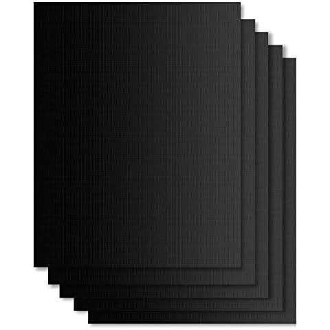 EXTSUD BBQ Grill Mat, 5 Pcs bbq Grill Mats Non Stick Reusable and Baking Mesh for Indoor Outdoor BBQ Works on Gas Charcoal Electric Grill Sheets 40x33CM (Black) Cover