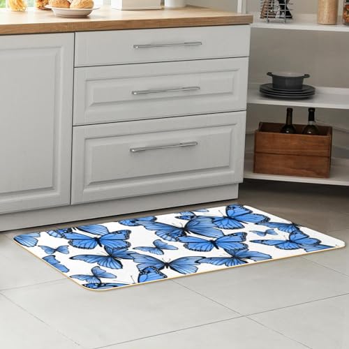 Tapete de cocina de 2 piezas con mariposas azules para un pasillo y lavado elegantes 7