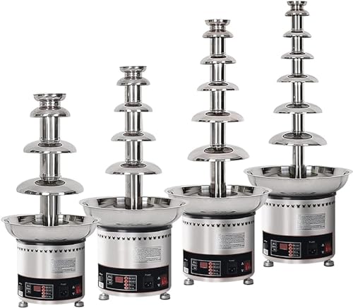 FBSHAD Chocolate Fountain - 4/5/6/7 Layers Stainless Steel Sauce Melting Pot/Chocolate Waterfall Maker for Party Wedding Buffet Equipment (6 Tiers)