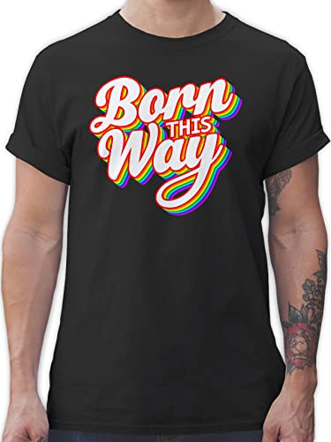 T-Shirt Herren - LGBTQ Kleidung Pride Flag - Born This Way Regenbogen - XL - Schwarz - LGBT Tshirt CSD Shirt Lesbian lqbtq Gay lgbtqia Queer Month