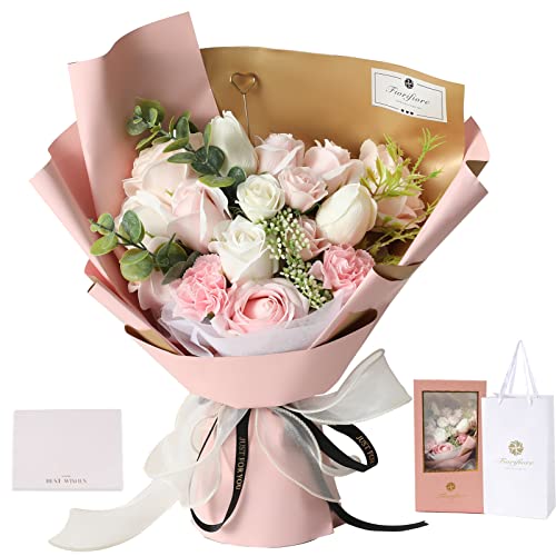 Fiorifiore ソープフラワー 敬老の日 母の日 バラ 18本 誕生日プレゼント女性 人気 花束 退職 造花 送別 インテリア