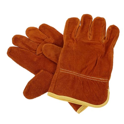POPETPOP 2Pcs Cowhide Welding Gloves Heat Resistant Multipurpose Genuine Safety Gloves for Grill Bbq Cooking and Baking Durable Breathable Design for Maximum