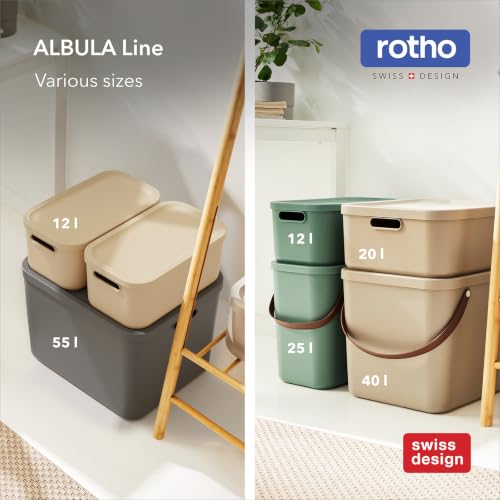 Rotho Albula Aufbewahrungsbox mit Deckel 25 L modular stapelbar Anthrazit