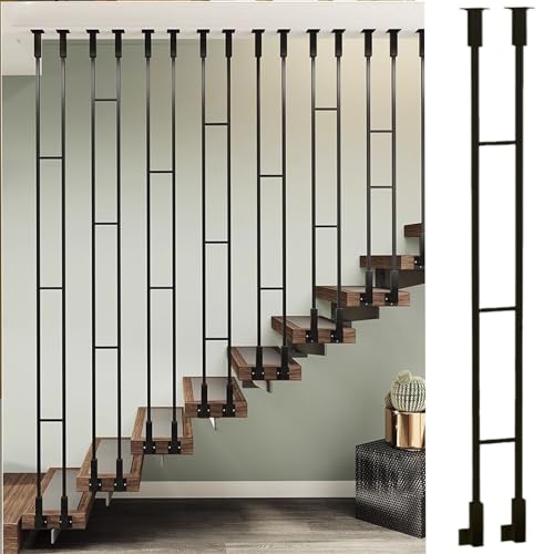 Barandilla de escalerametálicos Kit De Postes/barandillas De Escalera De Hierro Forjado Para Interiores, Balaustrada Cuadrada Para Escalera De Ático, Columna De Barandilla Metálica Vertical De Repuest