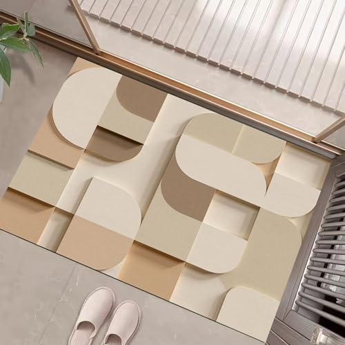 Beige Washable Entry Rug,1'5" X 2'5" Small Rugs for Entryway