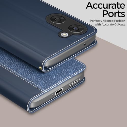 Image of Pikkme Flip Cover for Oneplus Nord CE5 5G | Leather Finish | Wallet Stand and Shock Proof | Complete Protection Flip Case (Blue)