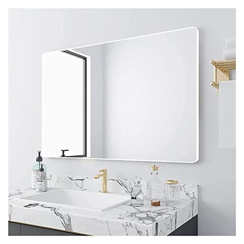 Miroir de maquillage rectangulaire avec cadre en métal suspendu