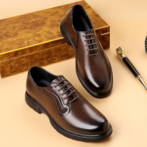 Mens Genuine Leather Wingtip Brogue Lace Up Dress Oxford Shoes Lightweight Non Slip Derby Shoes for Formal Business Wedding3