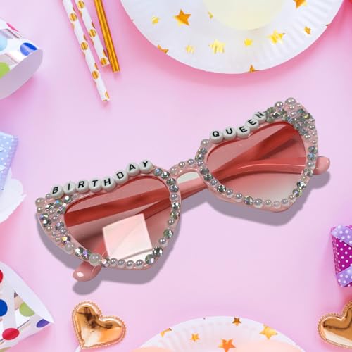 ZEBSF Happy Birthday Girl Sunglasses for Women and Girls, Square Cute Pink Party Glasses for Birthday Gift Accessories3
