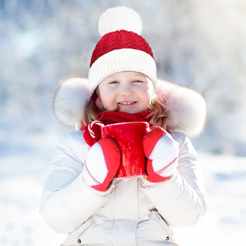 Christmas Baby Santa Hat, Xmas Knit Baby Beanie Hat with Pom Keep Warm for Children Toddler : 0 to 3 Years Old(Red)4