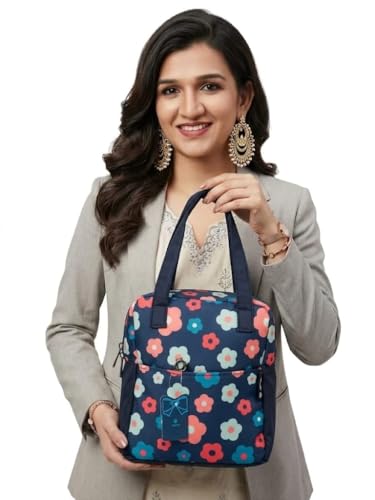 Image of Office Lunch Bag for Men & Women | 9.25 litres Capacity | Bounded Satin Fabric | Black Insulated Tiffin Carry Bag | Durable Lunch Carrier with Double Handles