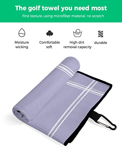 Ocomster Solid Lavender Golf Towel With Carabiner Clip, Pure Color Microfiber Waffle Pattern Golf Towel, Golf Accessories For Cleaning Clubs And Balls, 24X16 In #TOP1