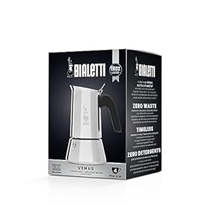 Bialetti - New Venus Induction, Stovetop Coffee Maker, Suitable for all Types of Hobs, Stainless Steel, 4 Cups (5.7 Oz), Silver Bialetti New Venus Induction Stovetop Coffee Maker Suitable for all Types of Hobs Stainless Steel 4 Cups 57 Oz Silver