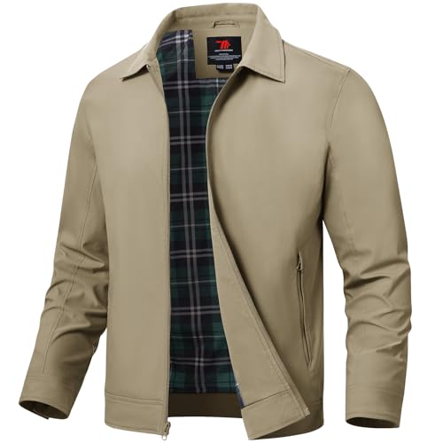 TBMPOY Mens Lightweight Jackets Light Windbreaker Full Zip Casual Work Jacket Golf Business Fall Track Coat with Pockets