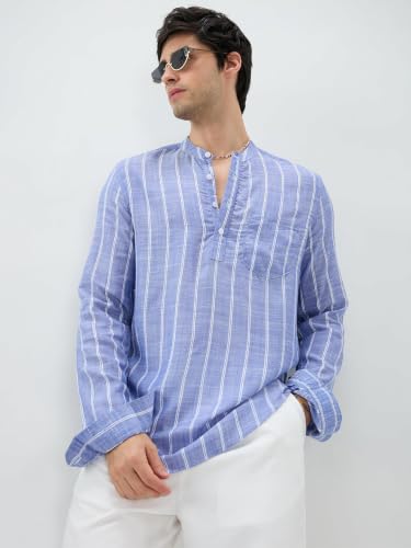 Image of VASTRADO Steel Blue Striped Kurta RK5411A