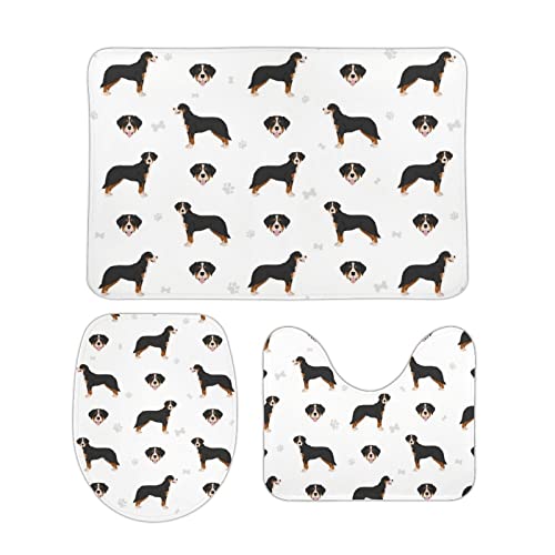 Schweizer Sennenhund Badematten Set, Badezimmerteppiche für 3 Stück, Toilettenvorleger, Weich,...
