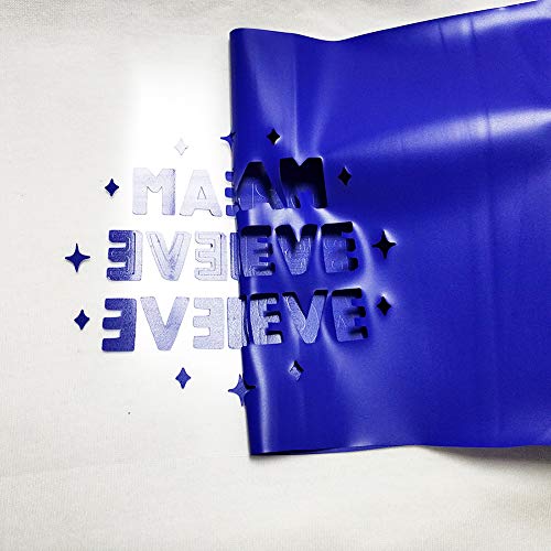 Image of guangyintong Heat Transfer Vinyl Blue HTV Rolls, 12 inch x 5ft Blue Iron on Vinyl for T Shirts, Glossy Surface HTV Vinyl for All Cutter Machine Easy to Cut & Weed for Heat Vinyl DIY Design