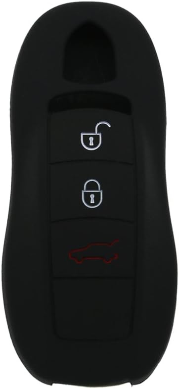 Hwota Silicone Lightweight Car Remote Key Case Cover Shell for Porsche Cayenne Panamera -Black