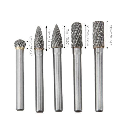 Set de 5 fresas de carburo de doble corte 1/4 pulg miniatura 3