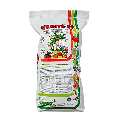 HUMITA 40 - Leonardita en polvo Natural con Ácidos Húmicos y Fúlvicos | Rico en Microelementos | Fertilizante Orgánico para Suelos y Cultivos | Saco 25kg
