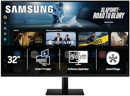 Samsung 32” Smart Monitor M7 (M70F) 4K UHD Display, Samsung Vision AI, Smart TV Apps, Gaming Hub, USB-C, HDMI and USB-A, Black, LS32FM702UNXZA, 2025 Samsung 32” Smart Monitor M7 (M70F) 4K UHD Display, Samsung Vision AI, Smart TV Apps, Gaming Hub, USB-C, HDMI and USB-A, Black, LS32FM702UNXZA, 2025