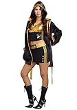 Dreamgirl Women's World Champion Costume, Black/Gold, Medium