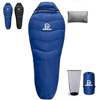 Amazon.co.jp: DERWAY ダウン寝袋 冬用 軽量 枕付き (220*85cm) ワイド