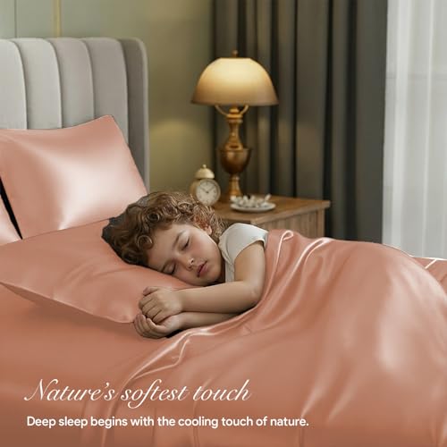 Image of 100% Pure Bamboo Fitted Sheet for King Size Bed - Silky Soft, Breathable & Skin-Safe, Oeko-Tex Certified Premium Bedding, Full Elastic Deep Pocket Bedsheet for Aesthetic Home Decor (King /Rose Gold)