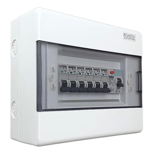 RoadEu - Cuadro eléctrico de la casa, totalmente cableado - Interruptor diferencial 40A, fusible automático B16A y B10A 4+2. Caja eléctrica para uso doméstico perfecta también en cobertizos o talleres