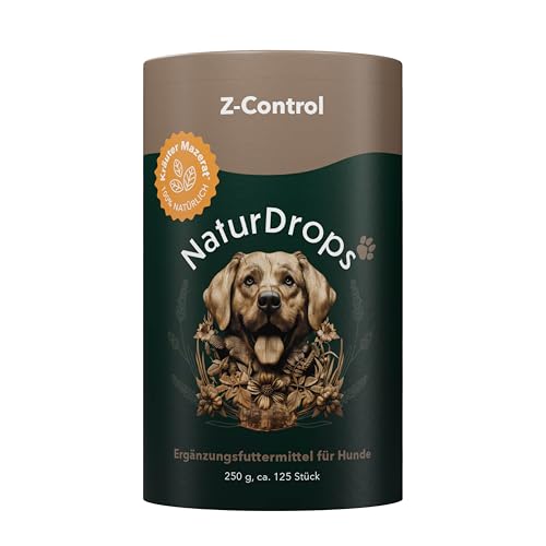 NaturDrops Z-Control Hundesnacks mit Funktion 125 Stück, fermentierte Kräuter, Schutzkomplex aus Kokosöl, Zistrose, Schwarzkümmelöl, Lavendel zur Zeckenabwehr, 100% natürlich - 250 g