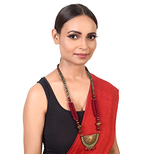 Image of Handcrafted Tribal Dhokra & Floral Charm Necklace Collection | Artisan Brass, Glass & Contemporary Statement Necklaces for Women | Ethnic, Elegant & Artistic Jewelry