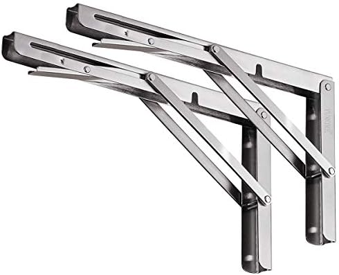 YUMORE Klappkonsole Schwerlast 400mm Regalträger Klappbar Wand Edelstahl | Klappregalhalterungen Tischhalter Klappscharnier für Bänke Regale Wandmontage, Platzsparende, Kapazität 1