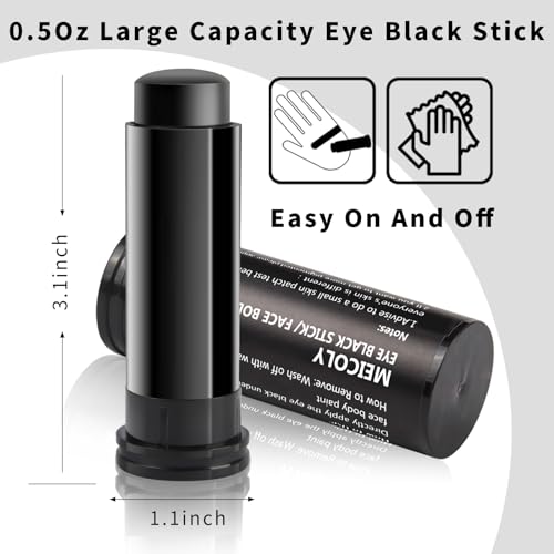 MEICOLY Black Face Paint,Eye Black Stick for Sports,Baseball Softball Football Lacrosse,Easy to Color Athletes Sporting,Smooth Halloween Face Body... - Image 6