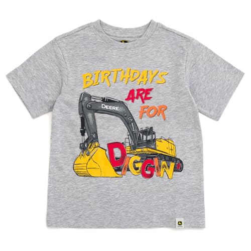 John Deere Birthday Little Boys T-Shirt Gray Birthdays are for Diggin 5