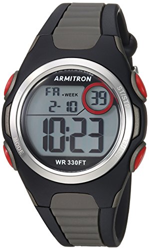 Armitron Sport Unisex 45/7076BOG Red Accented Digital Chronograph Black and Grey Resin Strap Watch