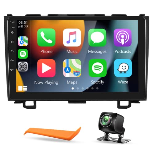 Car Stereo for Honda CRV 2007 2008 2009 2010 2011 with Wireless Apple Carplay, 9 Inch Touch Screen Android Car Radio with Backup Camera and External Microphone Support GPS Navigation