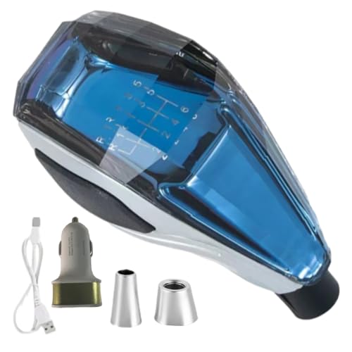 Riloer Pomello del cambio per auto a 6 velocità, in cristallo, attivabile al tocco, con luce ultra LED, per veicoli a trasmissione manuale a sei marce, senza pulsanti