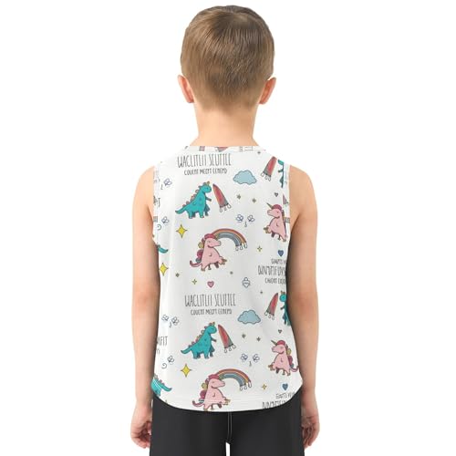 Cartoon Animals Boys Tank Top Sleeveless Kids Vest Boys Summer Top for Travel Volleyball Running Cycling 3T3