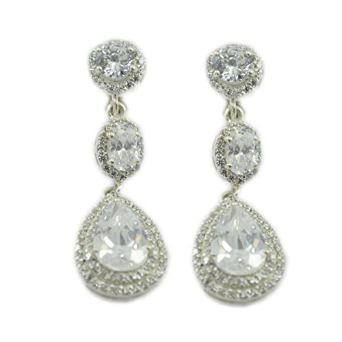 Boucle d'oreille argent poire et cz blanc pour illuminer votre style quotidien