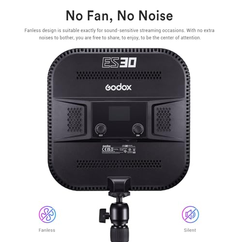 Image of Godox ES30 Key Light, 2250Lumens Desk Light for Streaming with Extendable Desk Stand, 0-100% Brightness & 2800-6500k Color Temperature APP Control, Soft Light Panel for Streaming, Zoom Calls, YouTube