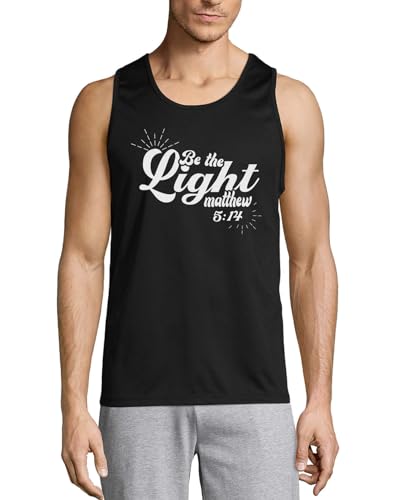 Camiseta sin mangas con mensaje Be The Light en algodón suave negro