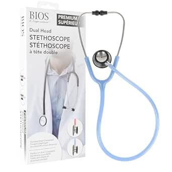 BIOS Diagnostics Premium Dual Head Stethoscope in Blue, for Doctors, Nurses, Students, Home Health, Lightweight, Clinical, First Aid