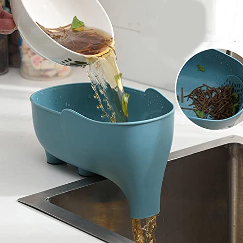 Dirfuny Elephant Drain Basket Cute Elephant Drainer Kitchen Sink Filter Vegetable and Fruit Drain Basket for Kitchen Sink