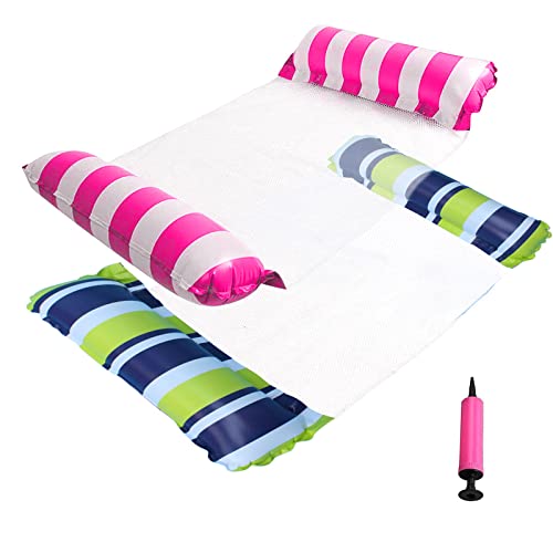 Pool Hängematte, 2 Stück Luftmatratze, Pool Spielzeug 4-in-1Aufblasbare Wasserspielzeug Pool Zubehör, Wasserhängematte E...