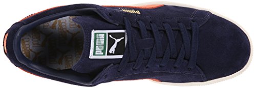 Image of PUMA Men's Suede Classic + Sneaker, Peacoat /Nasturtium /Whisper White, 10 M US