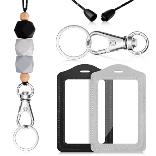 Porte-badge en cuir avec cordon élégant pour enseignante et cartes d'accès