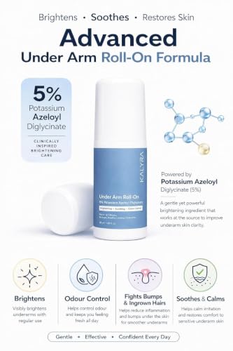 Image of Kalyra Underarm Roll-On Deodorant, 5% Potassium, Brightening, Odour Control & Smooth Skin, for Men & Women