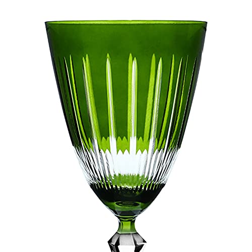 Taca para agua Elizabeth lapidada em cristal ecologico 350ml A23cm cor verde-VERDE - Bohemia- Full F